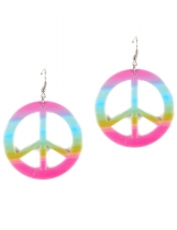 Deguisement Boucles d'oreilles peace & love multicolores plastique adulte Bagues et Boucles Oreilles