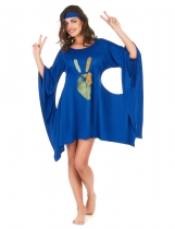 Deguisement Déguisement robe hippie bleue peace & love femme 