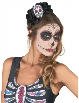 Deguisement Serre-tête Crâne Multicolore Dia De Los Muertos adulte Sorcière et Halloween