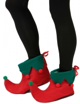 Sur-chaussures elfe avec pompons adulte accessoire