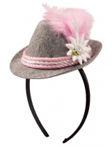 Deguisement Mini chapeau bavarois gris et rose femme Mini Chapeaux