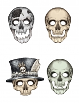 4 Masques cartons squelette Halloween accessoire