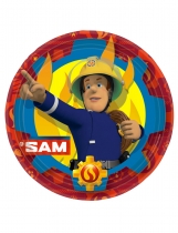 Deguisement 8 Assiettes en carton Sam le Pompier 23 cm 