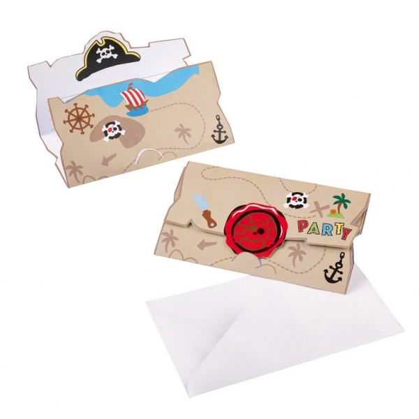 Deguisement 8 Invitations et enveloppes Pirate Vaisselles Jetables
