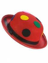 Deguisement Chapeau melon rouge clown à pois adulte 