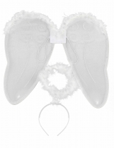 Kit ange blanc avec ailes et auréole adulte accessoire