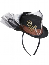 Chapeau avec voile noir adulte Steampunk accessoire