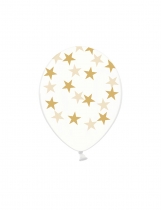 Deguisement 6 Ballons en latex transparents étoiles dorées 30 cm Ballons