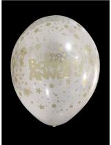 6 Ballons transparents bonne année or 30 cm accessoire