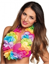 Collier Hawaï multicolore pastels luxe satin accessoire