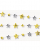 Deguisement Guirlande en papier étoiles dorées et argentées 2,74 m 