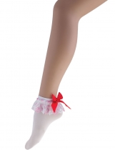 Socquettes blanches avec noeud rouge femme accessoire