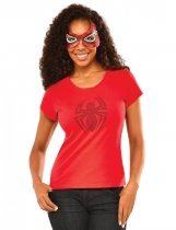 Deguisement T-shirt à strass et masque Spidergirl femme 