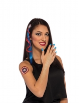 Deguisement Kit accessoires et maquillage Captain America femme 