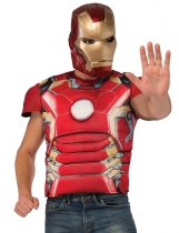 Deguisement Poitrine musclée deluxe avec masque Iron man adulte 