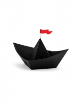 6 Bateaux de pirate en papier origami noirs 19 x 10 x 14 cm accessoire