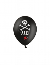 6 Ballons en latex fête de pirate noirs 30 cm accessoire