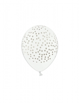 6 Ballons en latex blancs pois argentés 30 cm accessoire