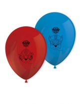 Deguisement 8 Ballons en latex rouge et bleu Pat' Patrouille prêt pour l'action 