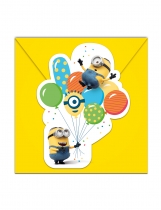 Deguisement 6 Cartons d'invitation avec enveloppes Minions ballons party 