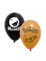 10 Ballons latex noirs et oranges Halloween 30 cm accessoire