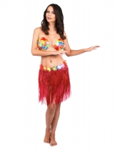 Jupe hawaïenne courte rouge adulte costume