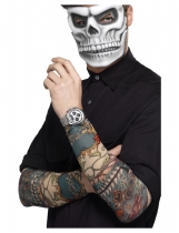 2 Manchettes tatouage Dia de los Muertos accessoire