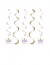 5 Suspensions en spirales licorne féerique 76 et 99 cm accessoire