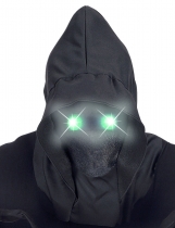 Masque intégral à capuche visage invisible et yeux lumineux vert adulte accessoire