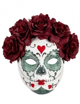 Masque Dia de los muertos roses bordeaux adulte accessoire