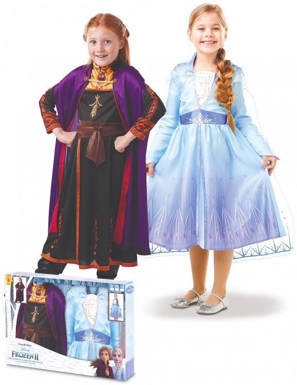 Coffret déguisements Elsa et Anna La Reine des neiges 2 fille Le Deguisement .com