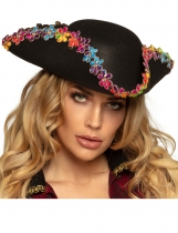 Chapeau pirate avec fleurs multicolores adulte accessoire