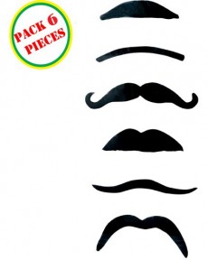 Pack 6 Moustaches Noires accessoire