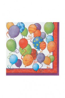 16 Serviettes Papier Birthday Balloons accessoire