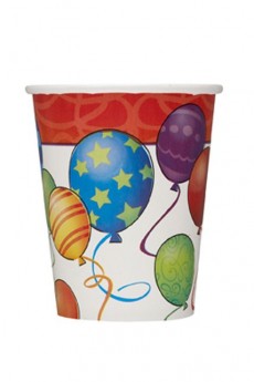 8 Gobelets Birthday Balloons accessoire