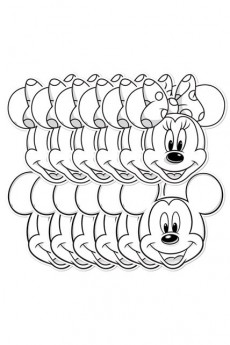 12 Masques Carton Mickey et Minnie A Colorier accessoire