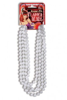 Collier Perles Blanches Années Folles 182 Cm accessoire