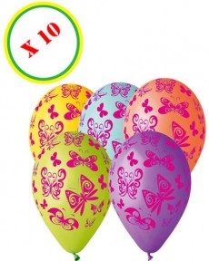Sachet De 10 Ballons Papillons Multicolores accessoire