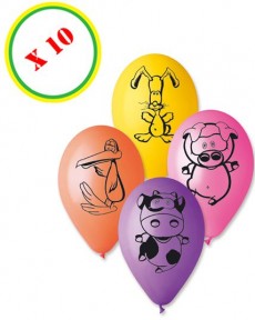 Sachet De 10 Ballons Animaux De La Ferme accessoire