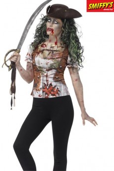 T Shirt Zombie Femme Pirate costume