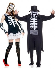 Couple Adulte Squelette Dandy costume