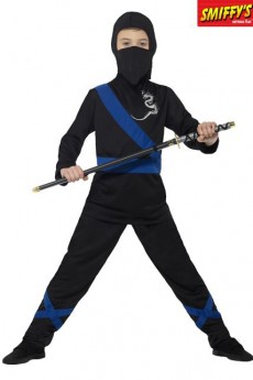 Déguisement Ninja Assassin Noir Et Bleu Enfant costume