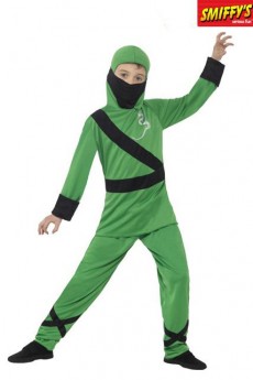 Déguisement Ninja Assassin Noir Et Vert Enfant costume