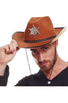 Chapeau de CowBoy Shérif Adulte Marron accessoire