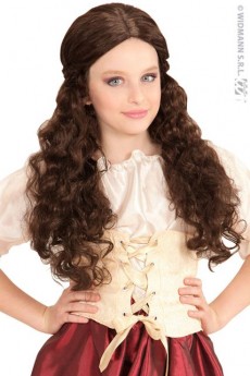 Perruque Enfant Médiévale Jeune Fille Brune accessoire