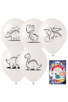 Kit 5 Ballons Dinosaures À Colorier Et 3 Feutres accessoire
