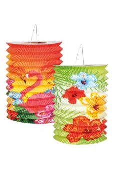 2 Lanternes Hibiscus Coloris Assortis 16 Cm accessoire