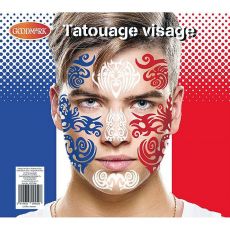 Tatouage Visage Supporter France Motif Maori accessoire