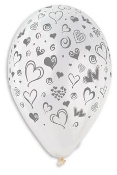 Sachet De 10 Ballons Transparents Coeurs Argents accessoire