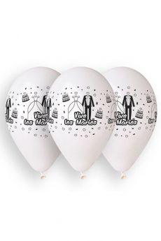 Sachet De 10 Ballons Blanc Noir Vive Les Mariés accessoire